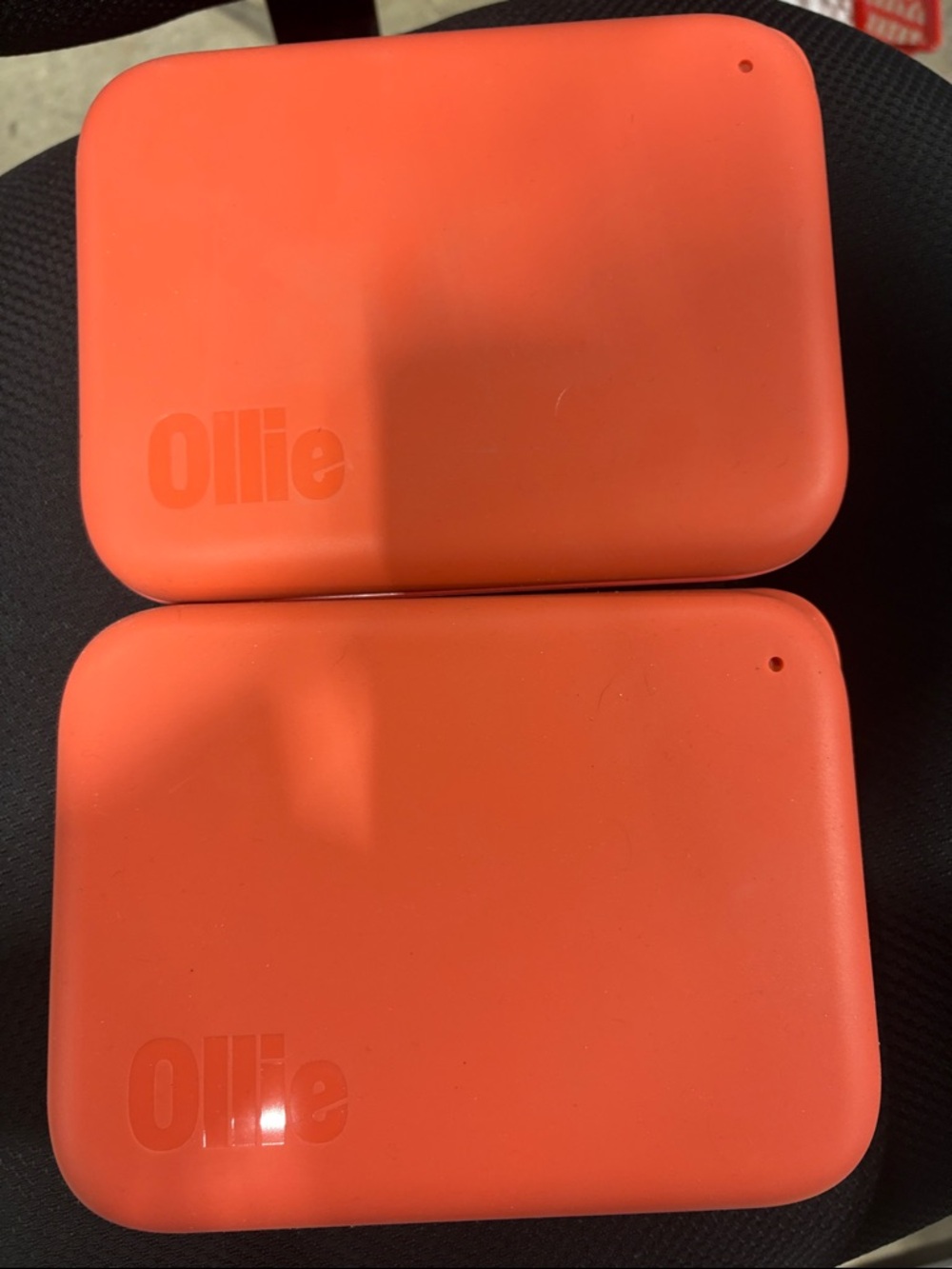Used Two Ollie Silicone Pet Food Tray - red